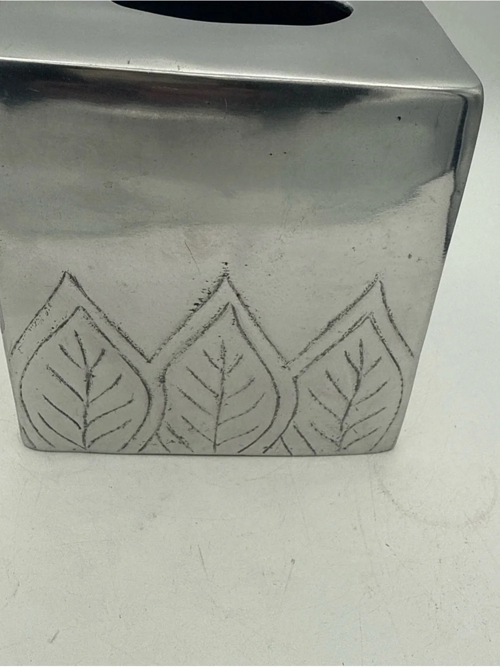 Vintage Paradigm Exclusives India Metal Tissue Box Cover Square Etched Leaf Frog